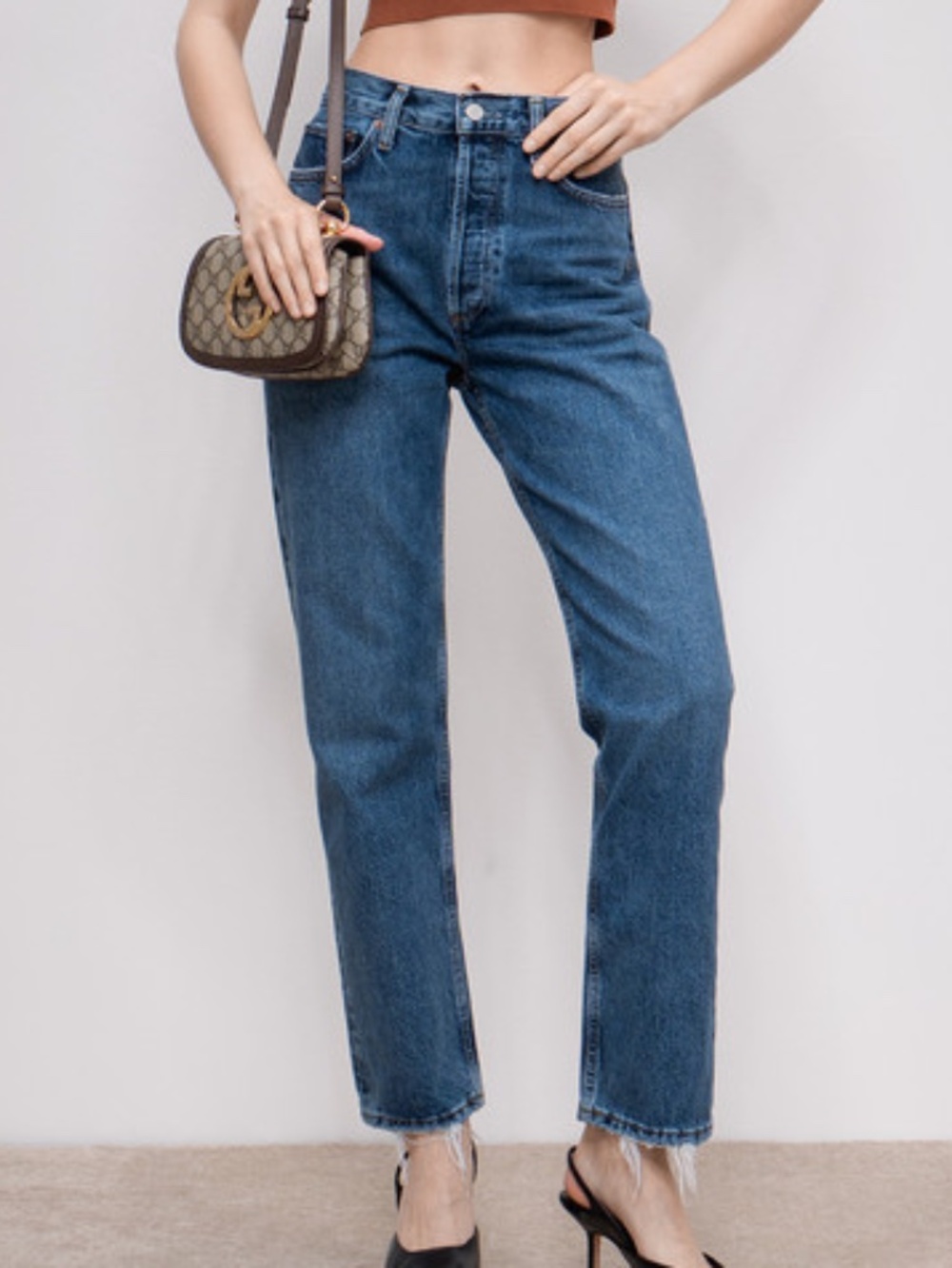 AGODLE 90s Pinch Waist Jeans in Blue